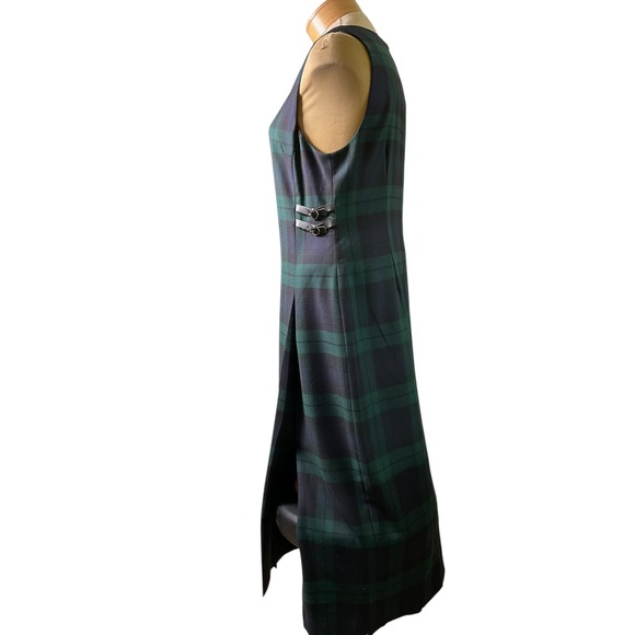 Talbots Dress 12 Black Watch Sleeveless Wool Tartan Plaid Sheath Midi Dress - Picture 11 of 11
